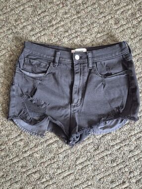 PINK by Victoria's Secret Black Denim Destucted High Rise Shorts 8